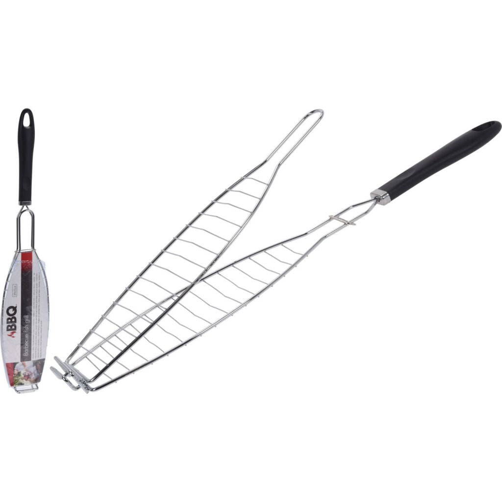 Bbq visgrill 58 cm zwart chroom