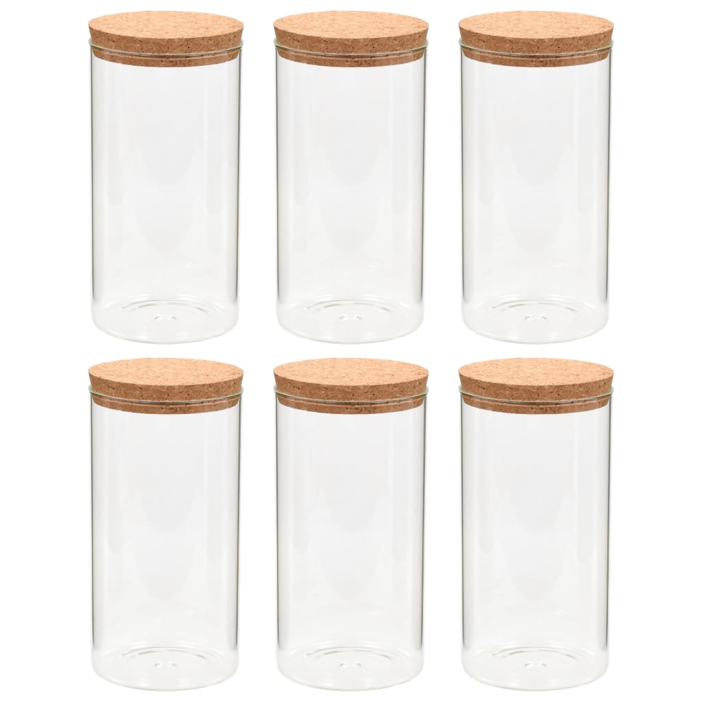 Vidaxl opbergpotten met kurken deksel 6 st 1100 ml glas