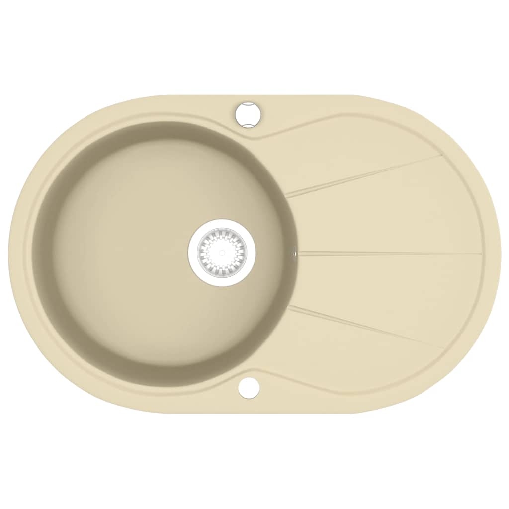 Vidaxl gootsteen enkele bak ovaal graniet beige