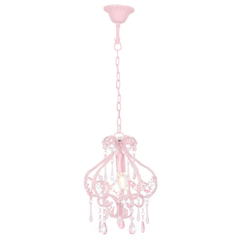 Vidaxl plafondlamp met kralen rond e14 roze
