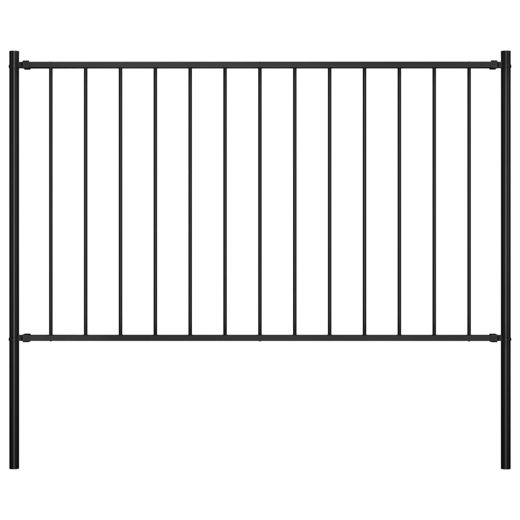 Vidaxl hekpaneel met palen 1,7x1,25 m gepoedercoat staal zwart