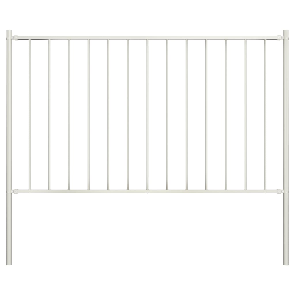 Vidaxl hekpaneel met palen 1,7x1m gepoedercoat staal wit