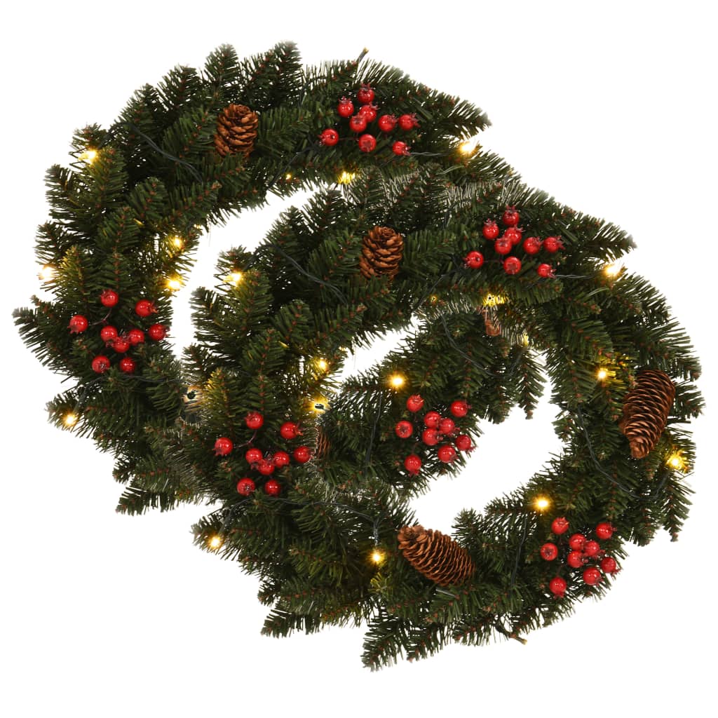 VidaXL Kerstkransen 2 st met decoratie 45 cm groen