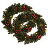 VidaXL Kerstkransen 2 st met decoratie 45 cm groen