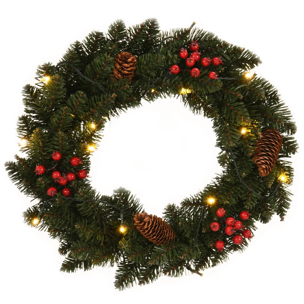 VidaXL Kerstkransen 2 st met decoratie 45 cm groen