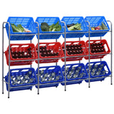 Vidaxl opbergrek voor 12 kratten 190x33x116 cm staal zilverkleurig