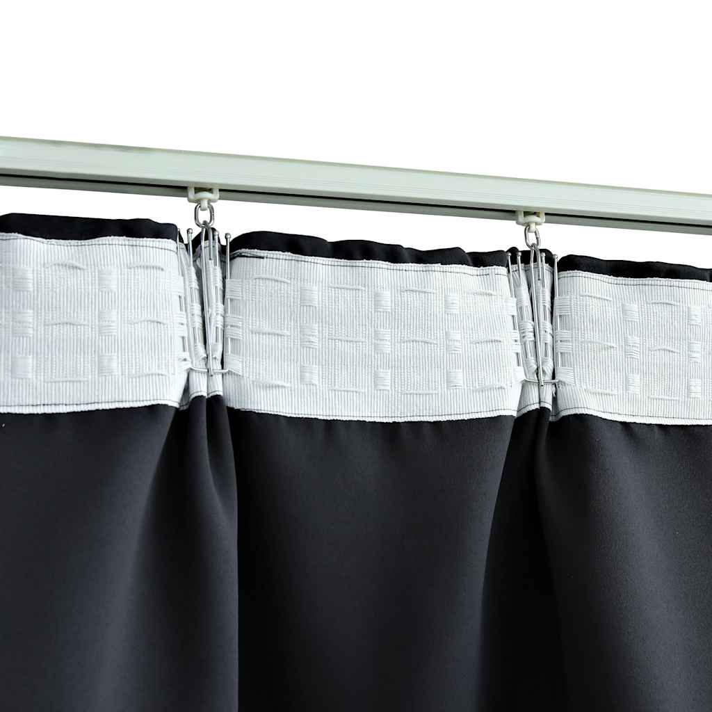 Vidaxl gordijnen verduisterend met haken 2 st 140x245 cm zwart