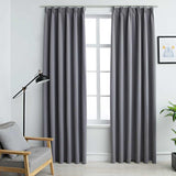 Vidaxl gordijnen verduisterend met haken 2 st 140x175 cm grijs