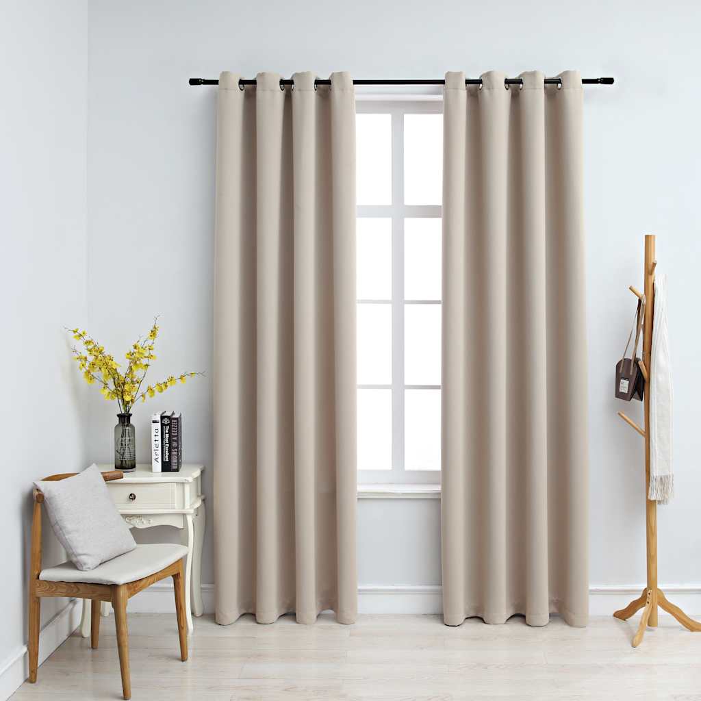 Vidaxl gordijn verduisterend met metalen ringen 2 st 140x245 cm beige