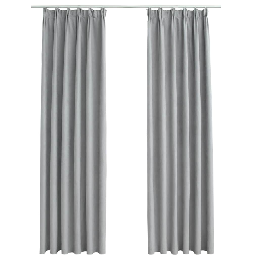 Vidaxl gordijnen verduisterend met haken 2 st 140x245 cm grijs