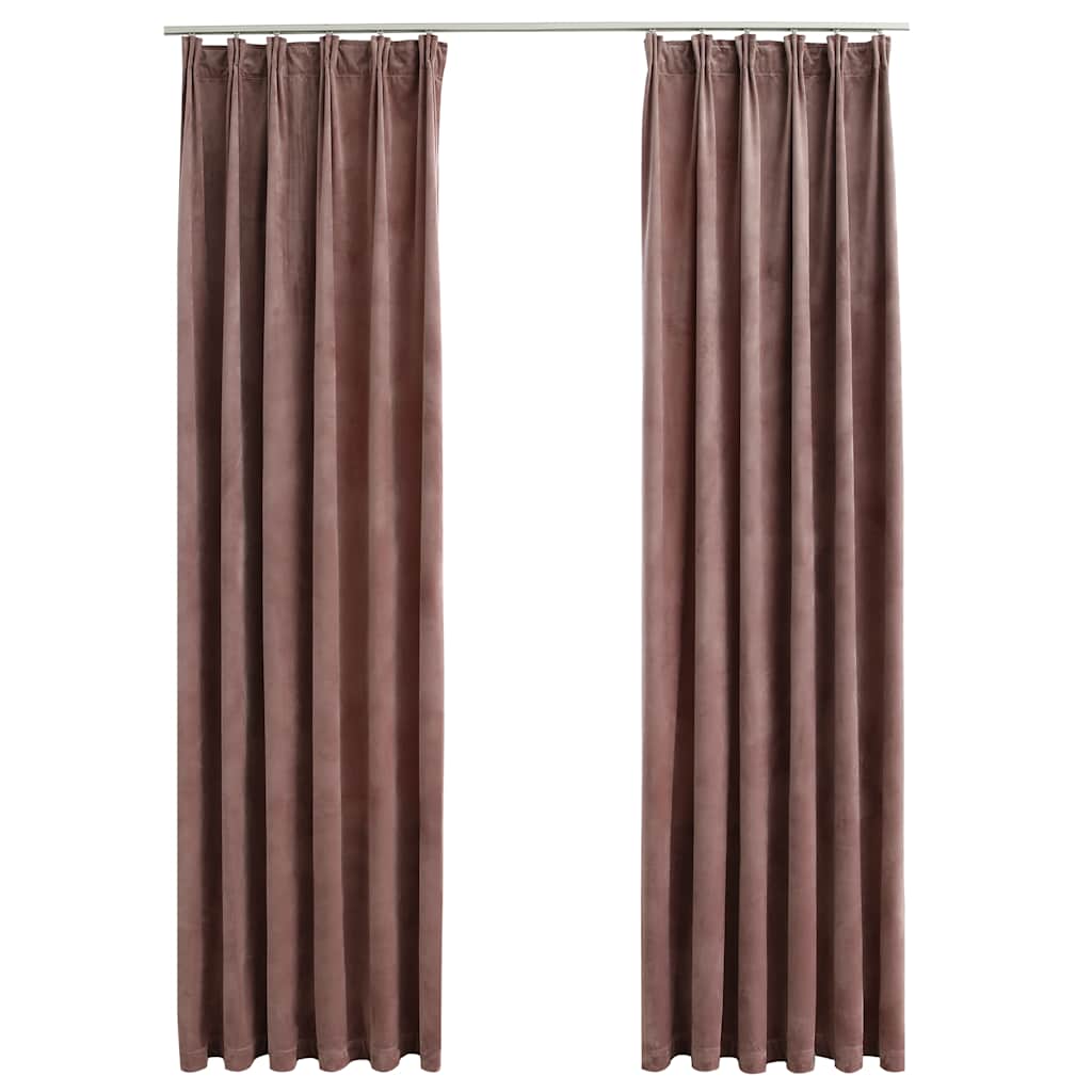 Vidaxl gordijnen verduisterend 2 st met haken 140x175 cm fluweel roze