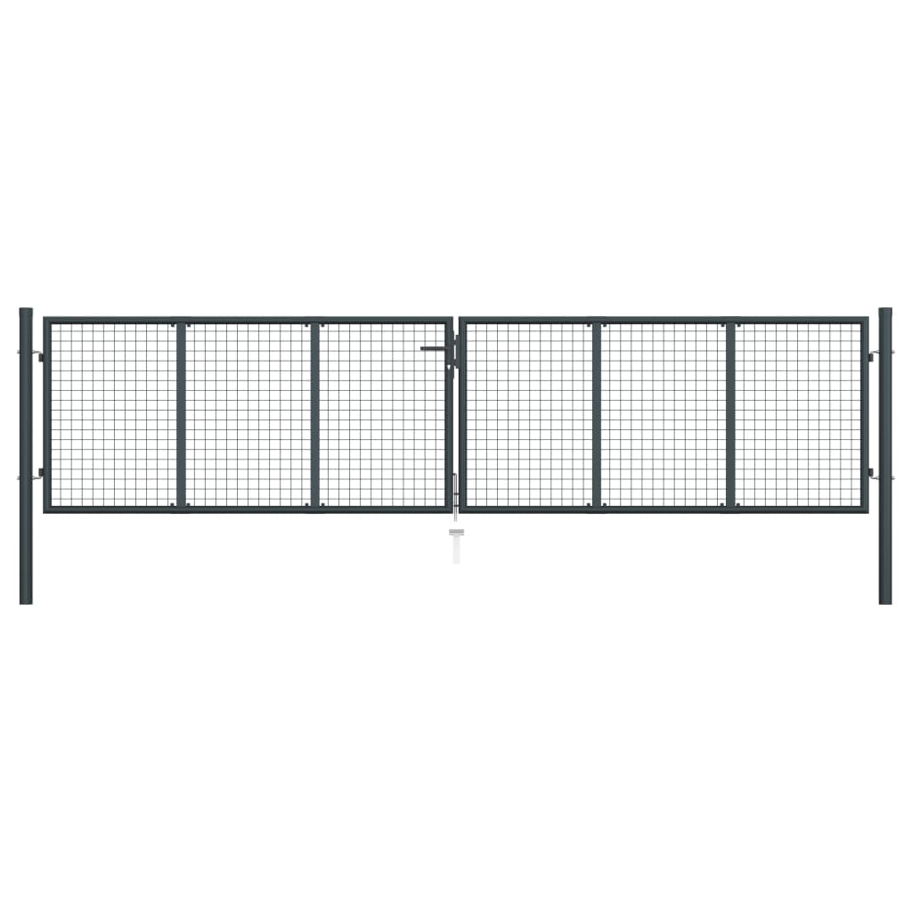 VidaXL Gaaspoort 400x150 cm gegalvaniseerd staal grijs