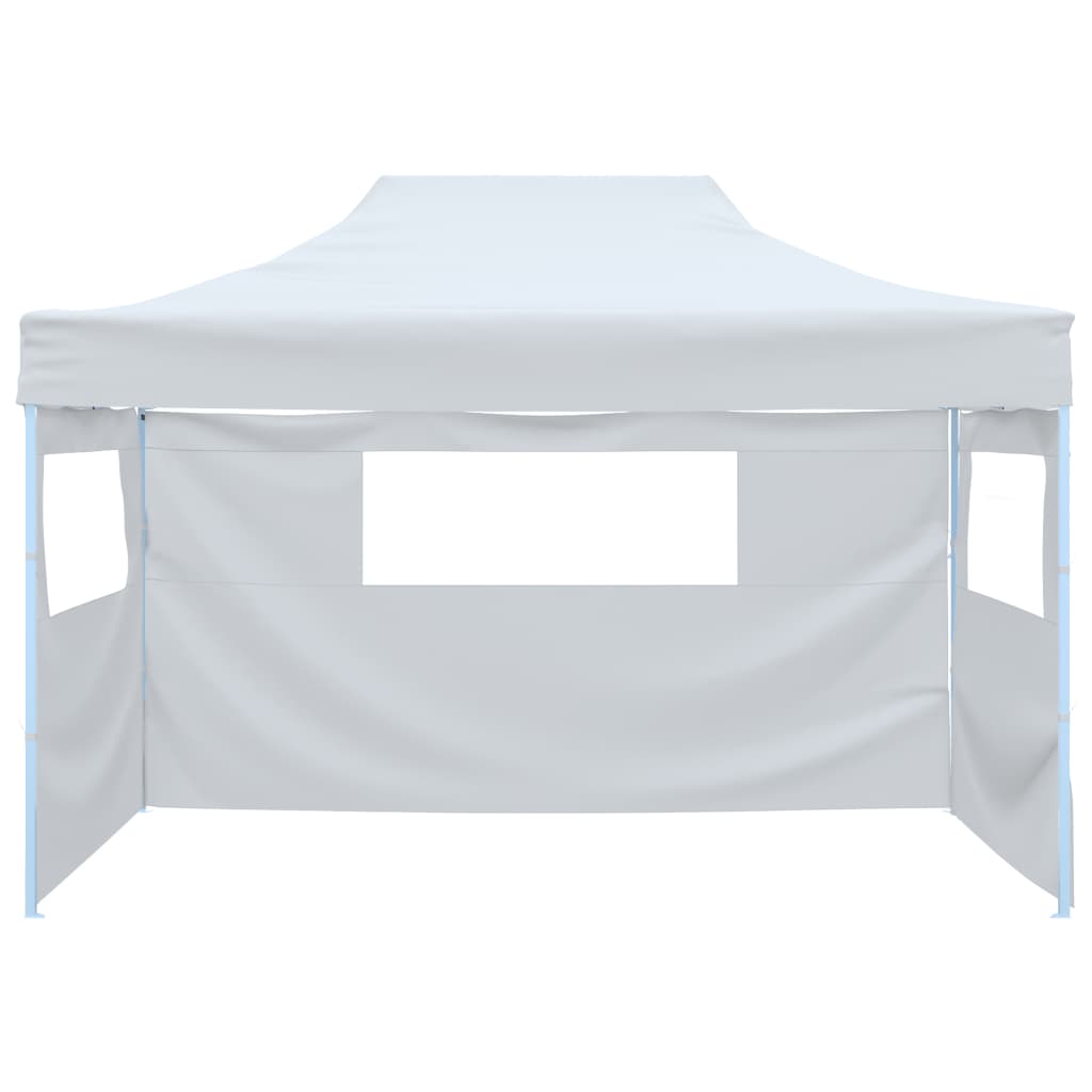 Vidaxl partytent met 3 zijwanden inklapbaar 3x4 m staal wit