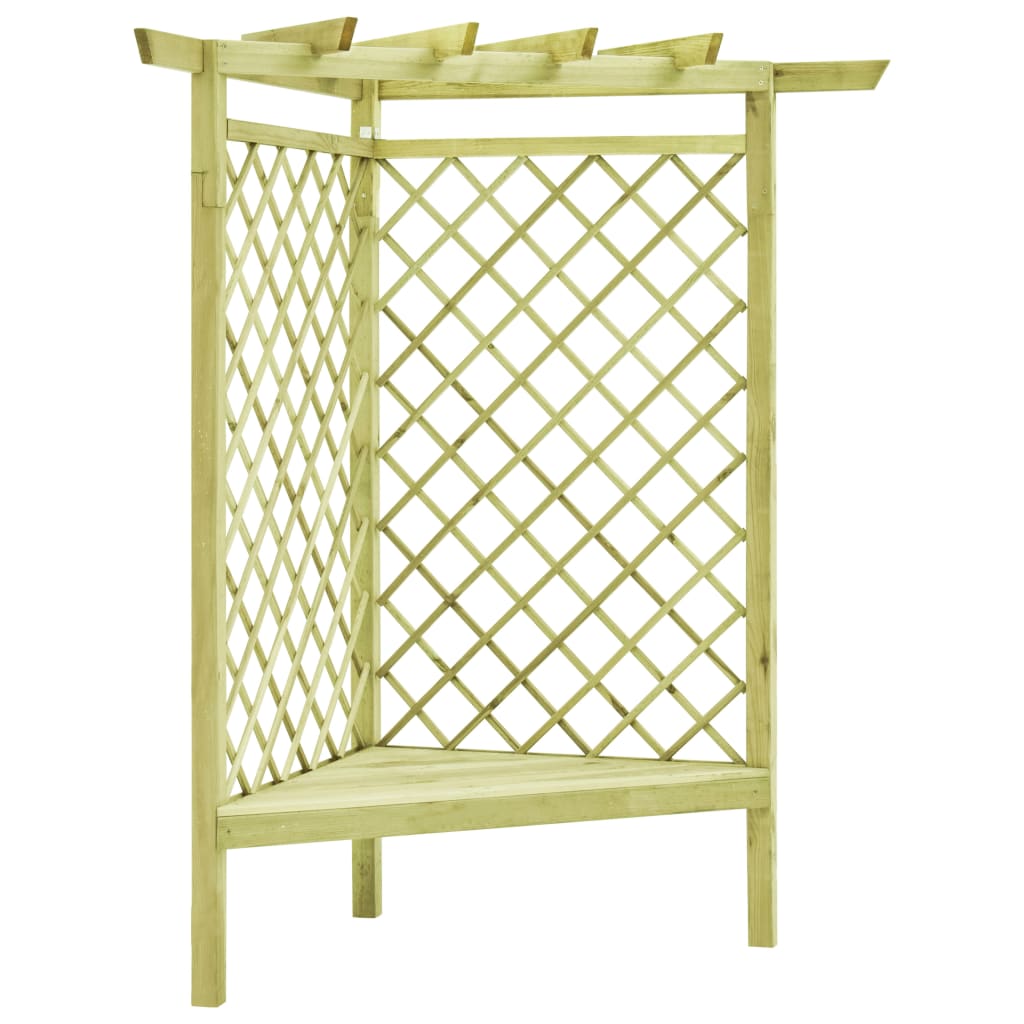 VidaXL Hoekpergola met zitting 130x130x197 cm geïmpregneerd groenenhout