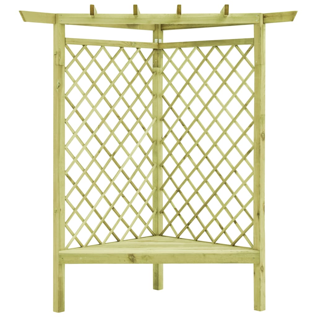 VidaXL Hoekpergola met zitting 130x130x197 cm geïmpregneerd groenenhout
