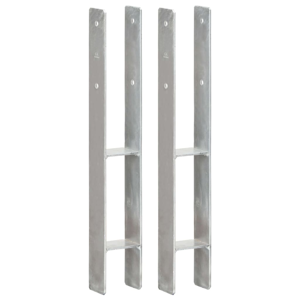 Vidaxl grondankers 2 st 8x6x60 cm gegalvaniseerd staal zilverkleurig