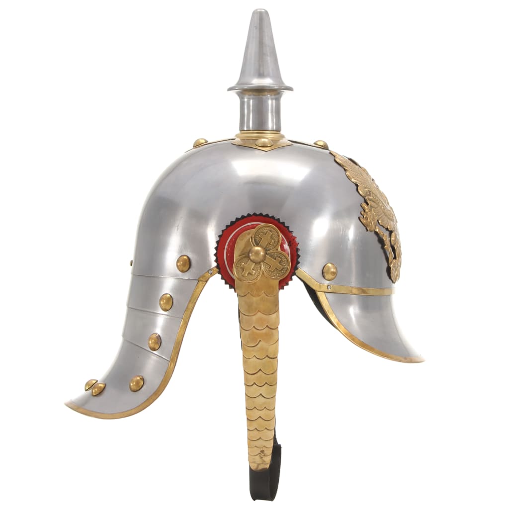 Vidaxl pickelhaube germaans replica larp staal zilverkleurig