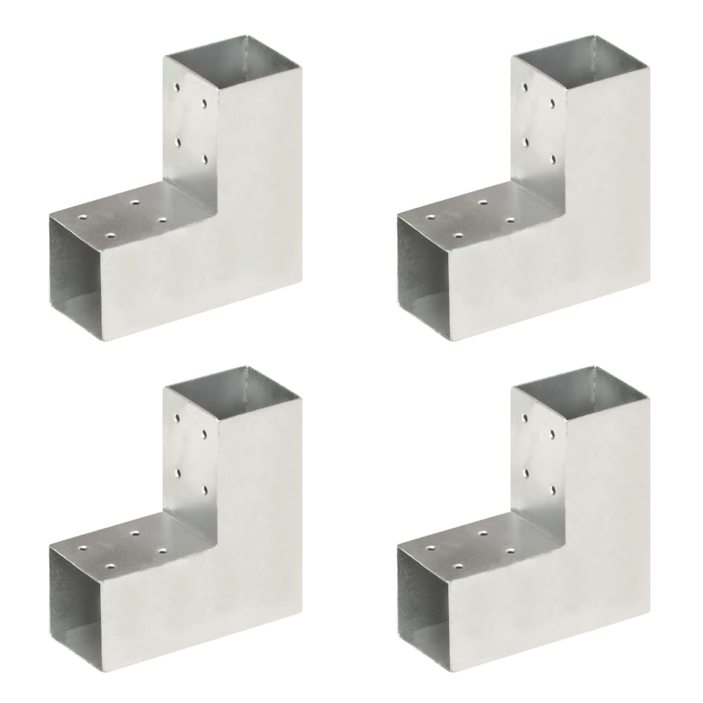Vidaxl paalverbindingen 4 st l-vorm 71x71 mm gegalvaniseerd metaal