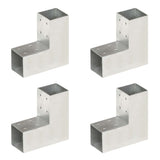 Vidaxl paalverbindingen 4 st l-vorm 71x71 mm gegalvaniseerd metaal