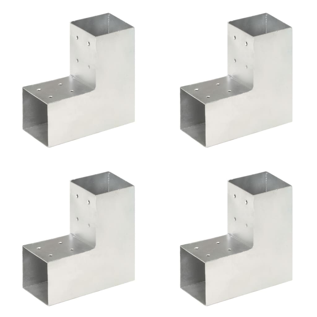 Vidaxl paalverbindingen 4 st l-vorm 81x81 mm gegalvaniseerd metaal