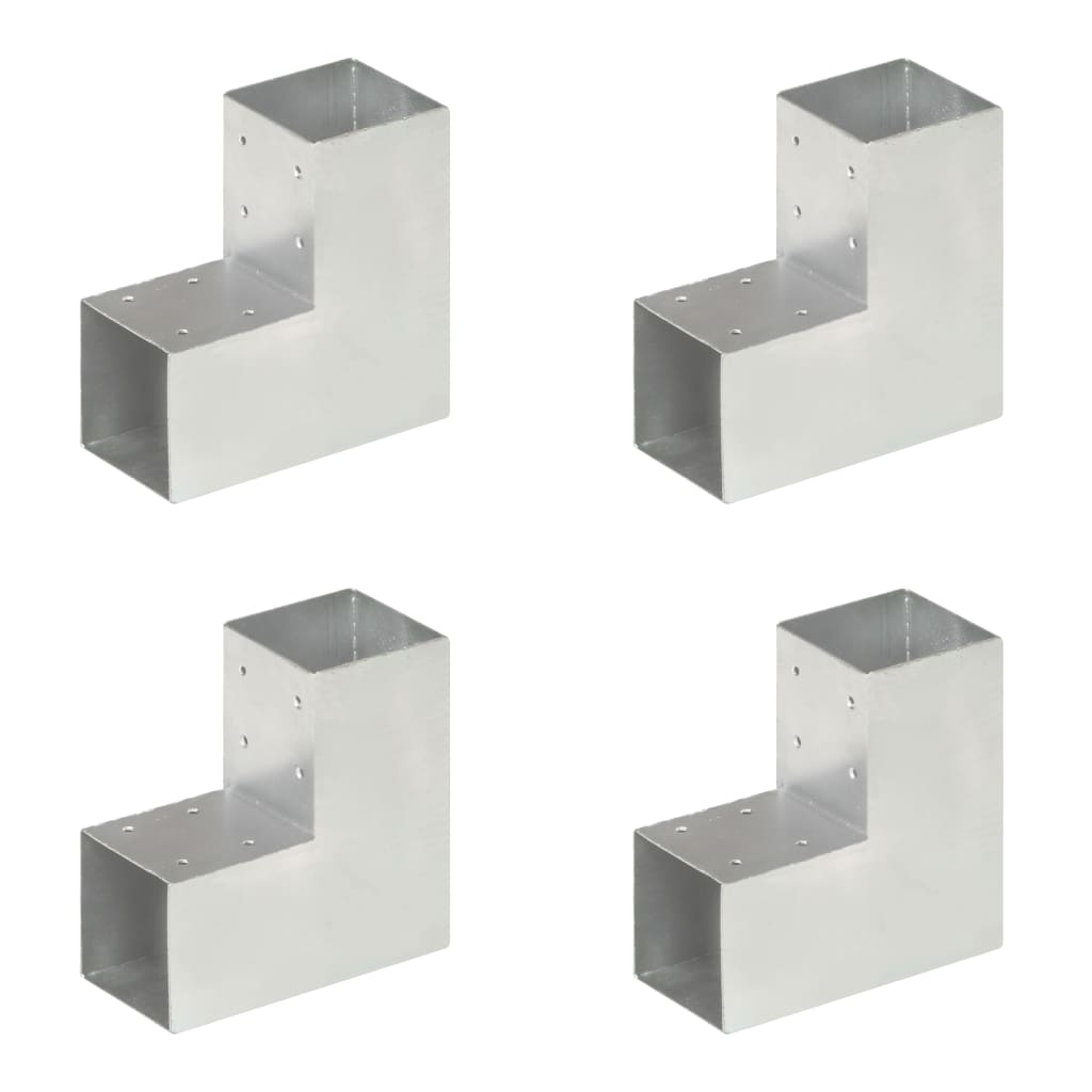 Vidaxl paalverbindingen 4 st l-vorm 91x91 mm gegalvaniseerd metaal