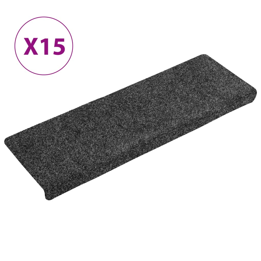 Vidaxl trapmatten zelfklevend 15 stuks 65x21x4 cm grijs rechthoekige rand