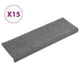 Vidaxl trapmatten zelfklevend 15 stuks 65x21x4 cm lichtgrijs met rechthoekige rand