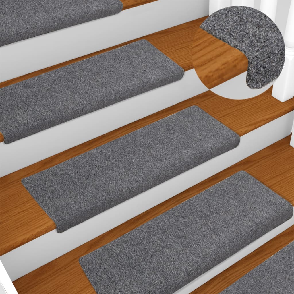 Vidaxl trapmatten zelfklevend 15 stuks 65x21x4 cm lichtgrijs met rechthoekige rand