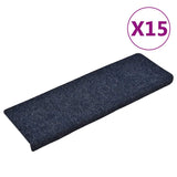Vidaxl trapmatten zelfklevend 15 stuks 65x21x4 cm blauw rechthoekige rand