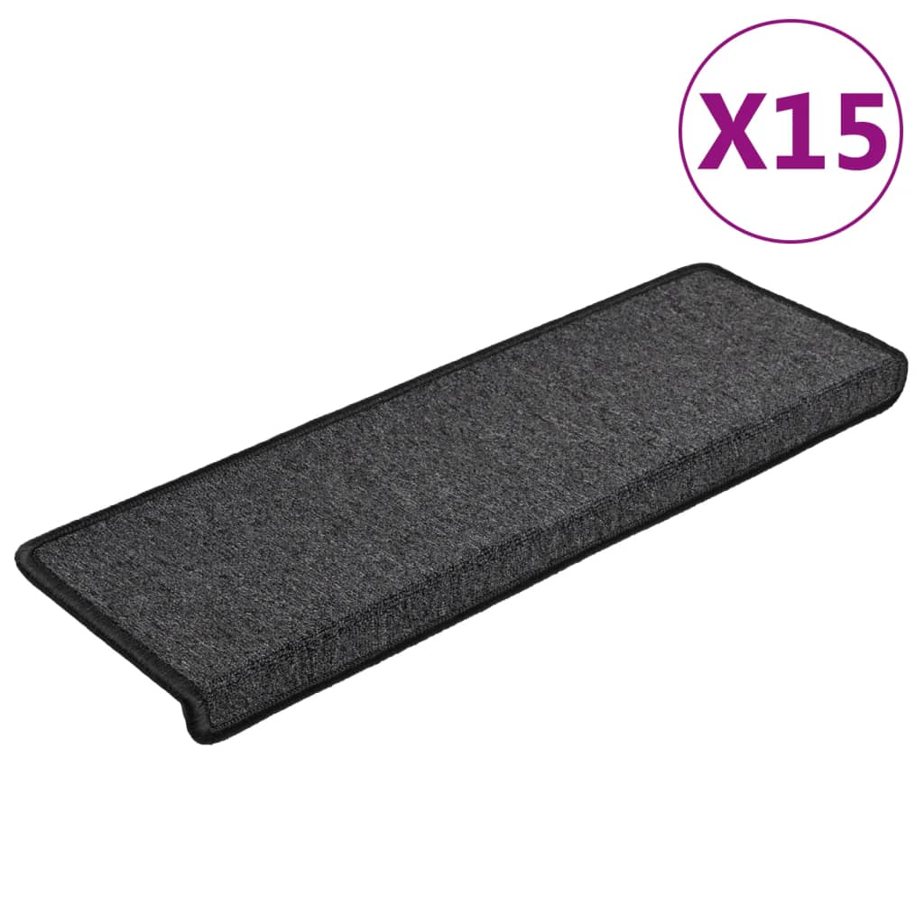 Vidaxl trapmatten 15 st 65x21x4 cm antraciet rechthoekige rand