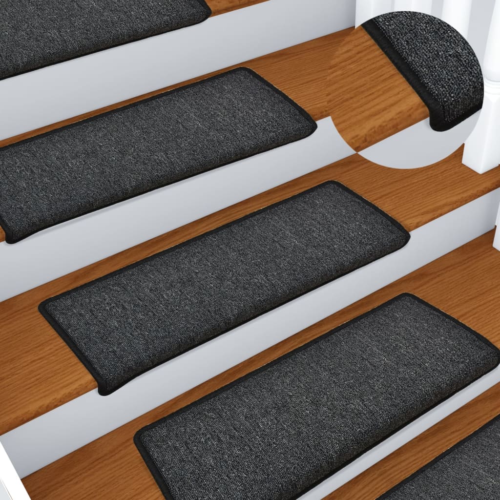 Vidaxl trapmatten 15 st 65x21x4 cm antraciet rechthoekige rand