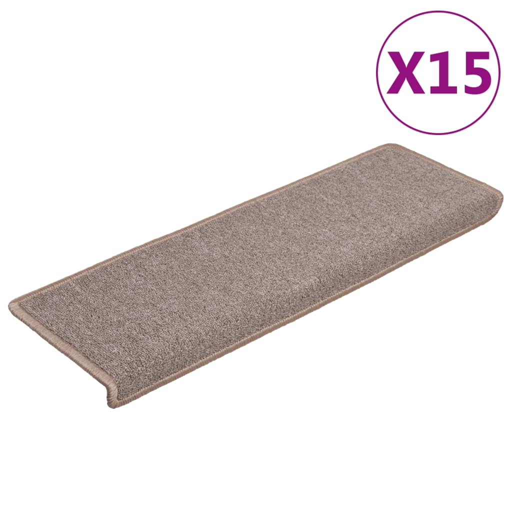 Vidaxl trapmatten 15 st 65x21x4 cm lichtbruin met rechthoekige rand