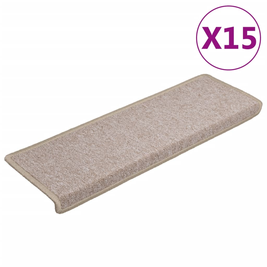 Vidaxl trapmatten 15 st 65x21x4 cm taupe rechthoekige rand