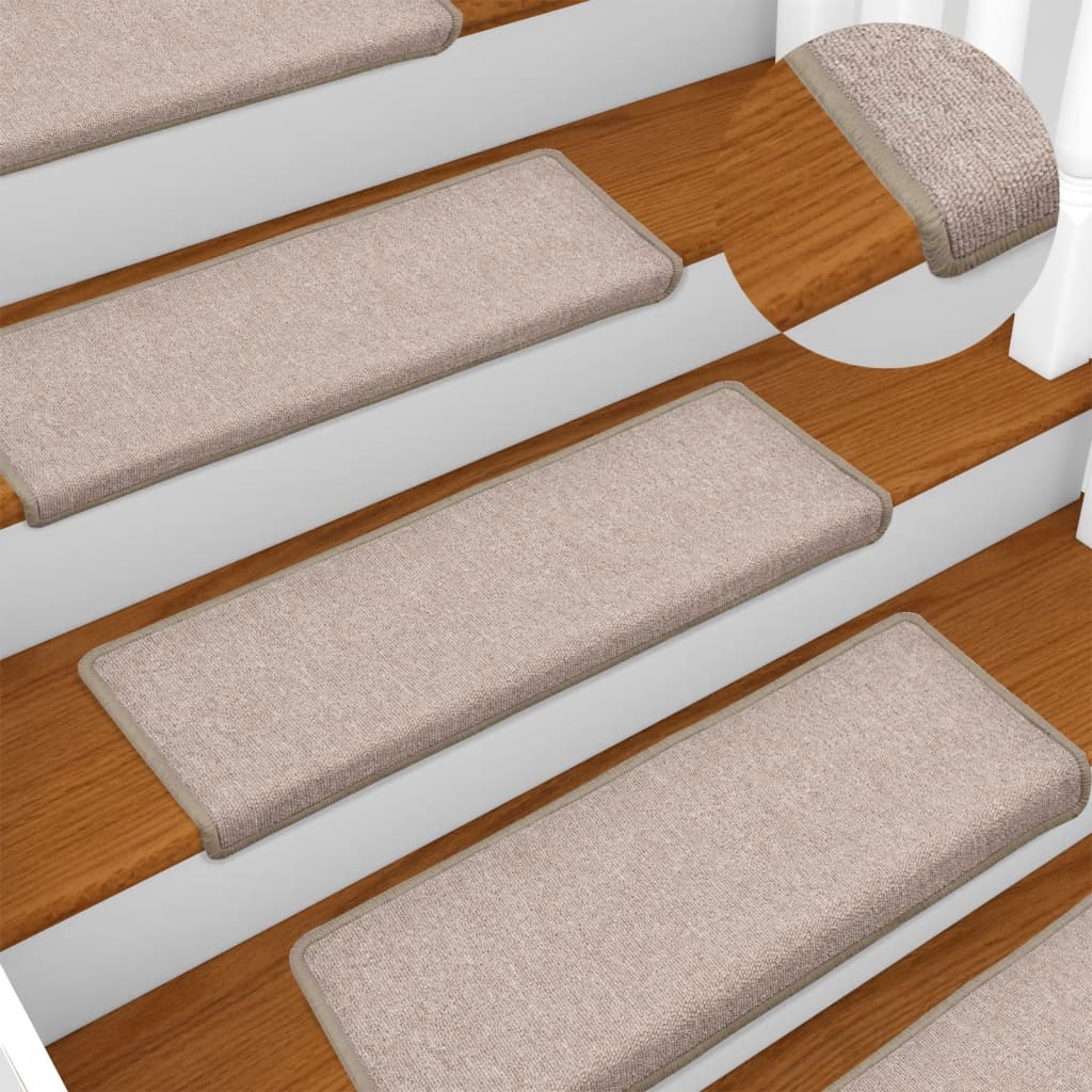 Vidaxl trapmatten 15 st 65x21x4 cm taupe rechthoekige rand
