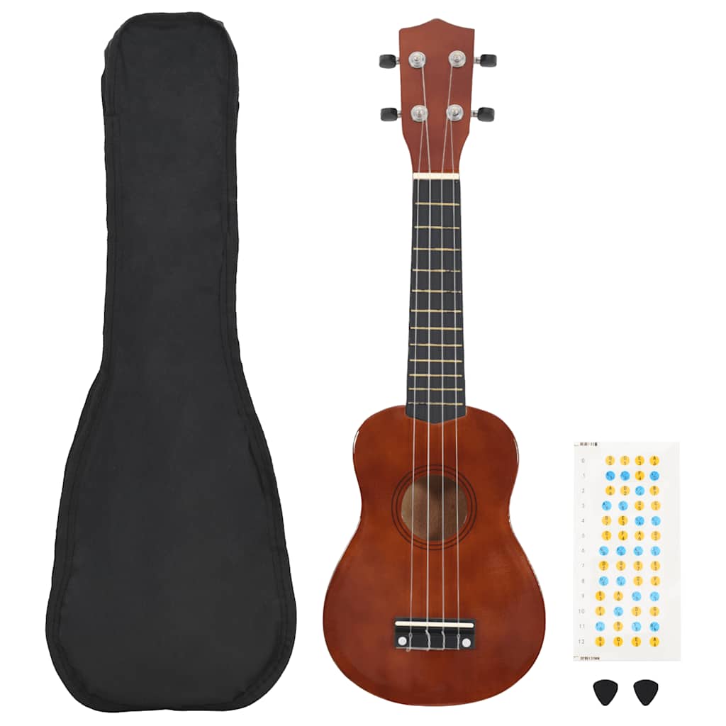 Vidaxl ukeleleset met tas voor kinderen sopraan 23'' donkerhoutkleurig