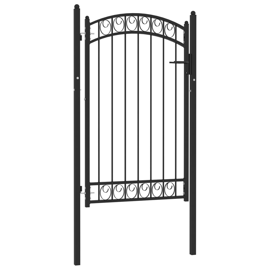 Vidaxl poort met gebogen bovenkant 100x150 cm staal zwart