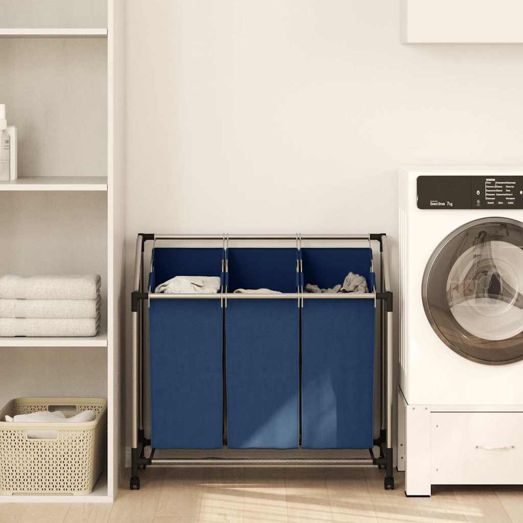 Vidaxl wassorteerder met 3 zakken staal blauw