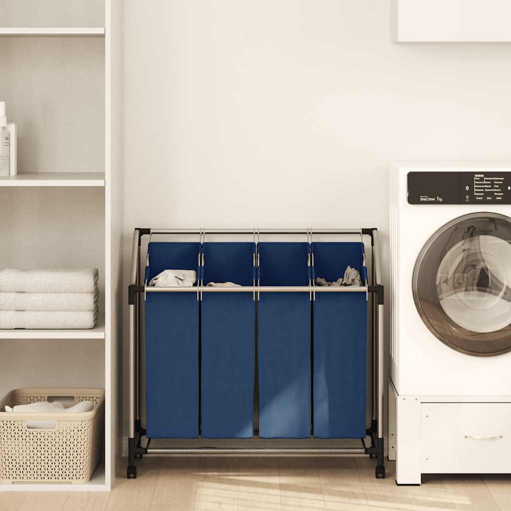 Vidaxl wassorteerder met 4 zakken staal blauw
