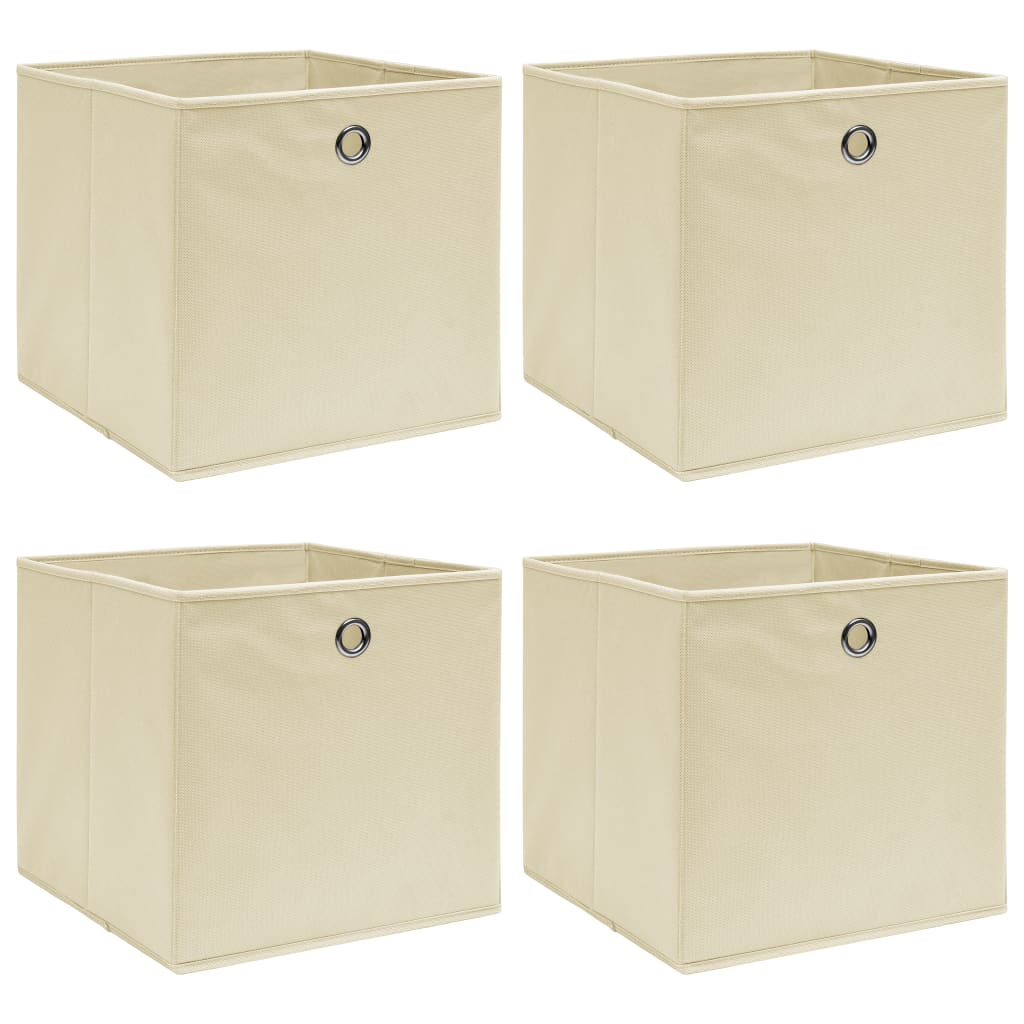 Vidaxl opbergboxen 4 st 32x32x32 cm stof crèmekleurig