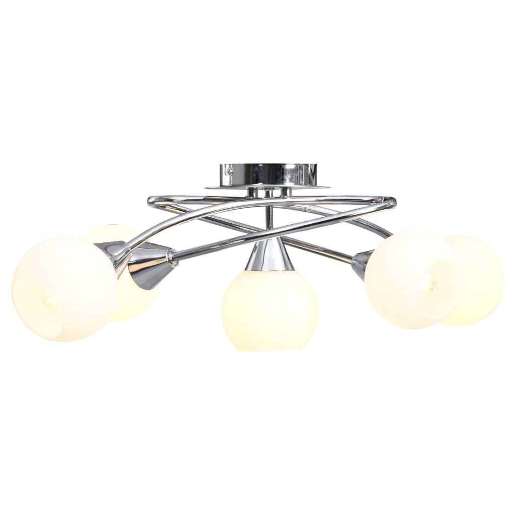Vidaxl plafondlamp met keramieken bolvormige kappen voor 5xe14 wit