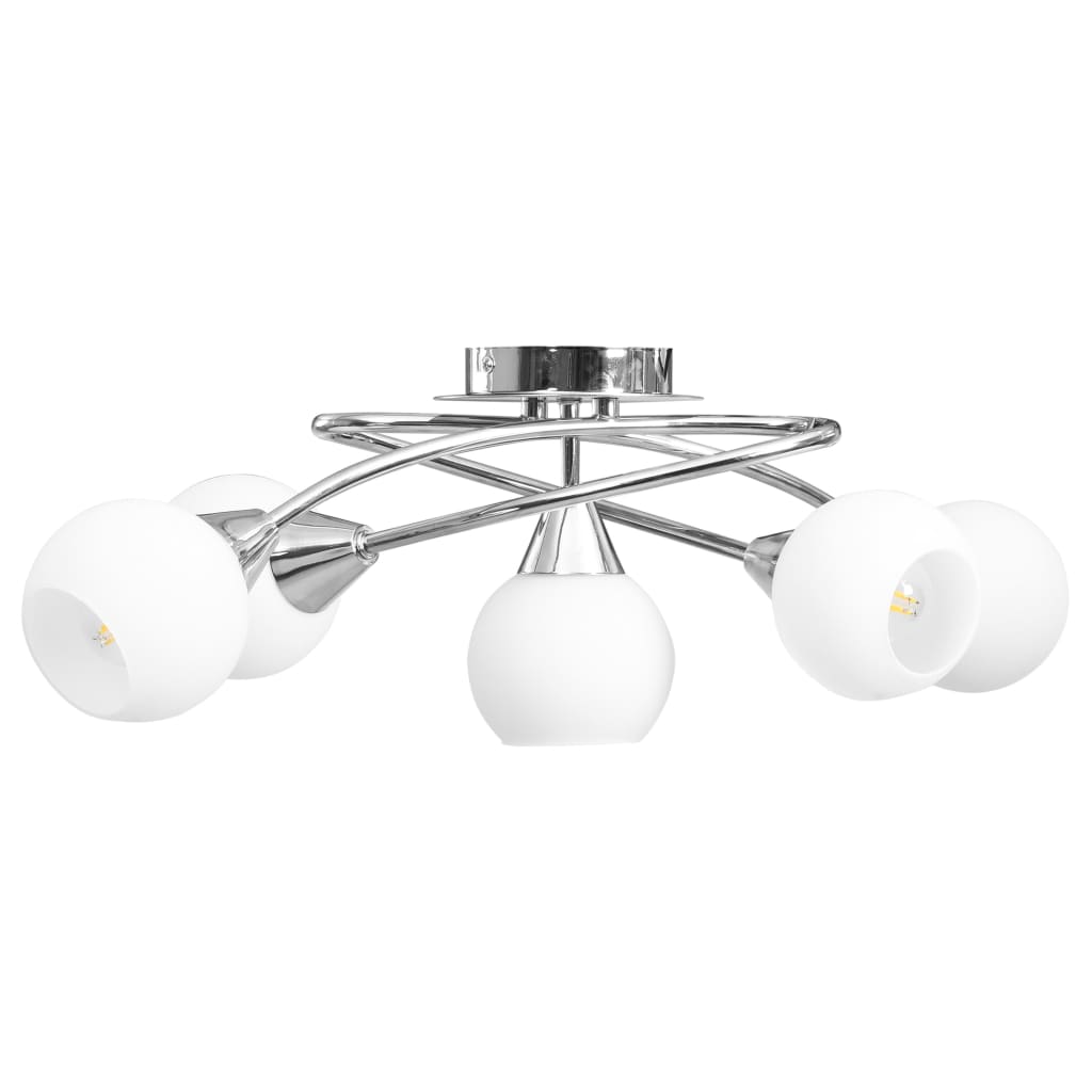 Vidaxl plafondlamp met keramieken bolvormige kappen voor 5xe14 wit