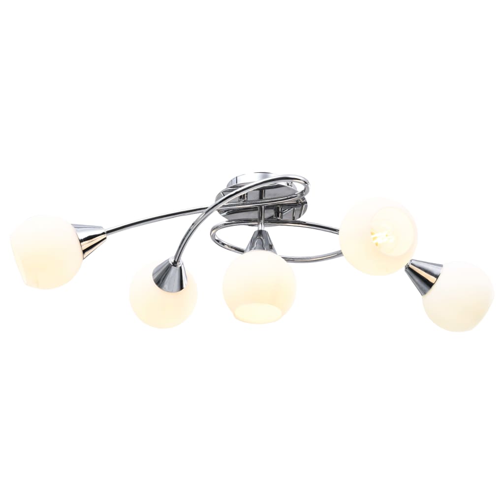 Vidaxl plafondlamp met keramieken bolvormige kappen voor 5xe14 wit