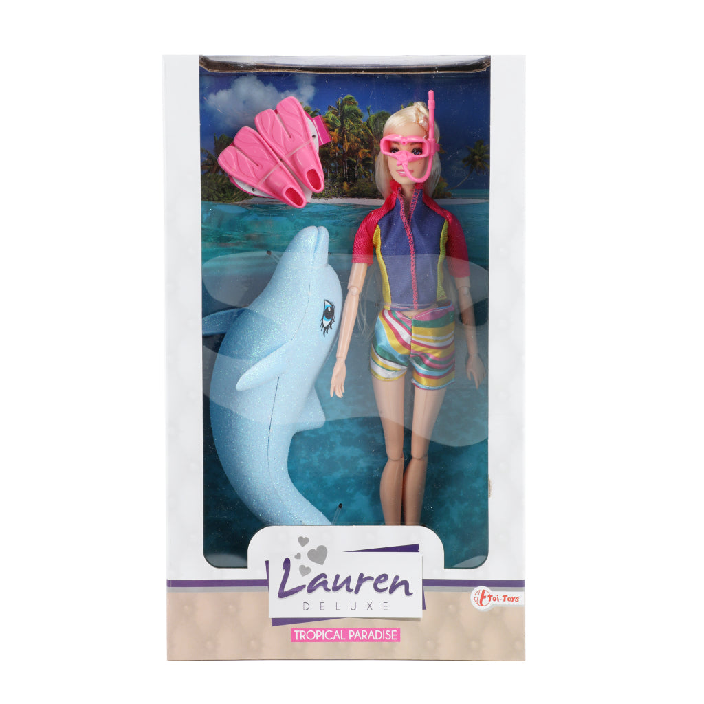 Lauren deluxe tienerpop duikster met glitter dolfijn