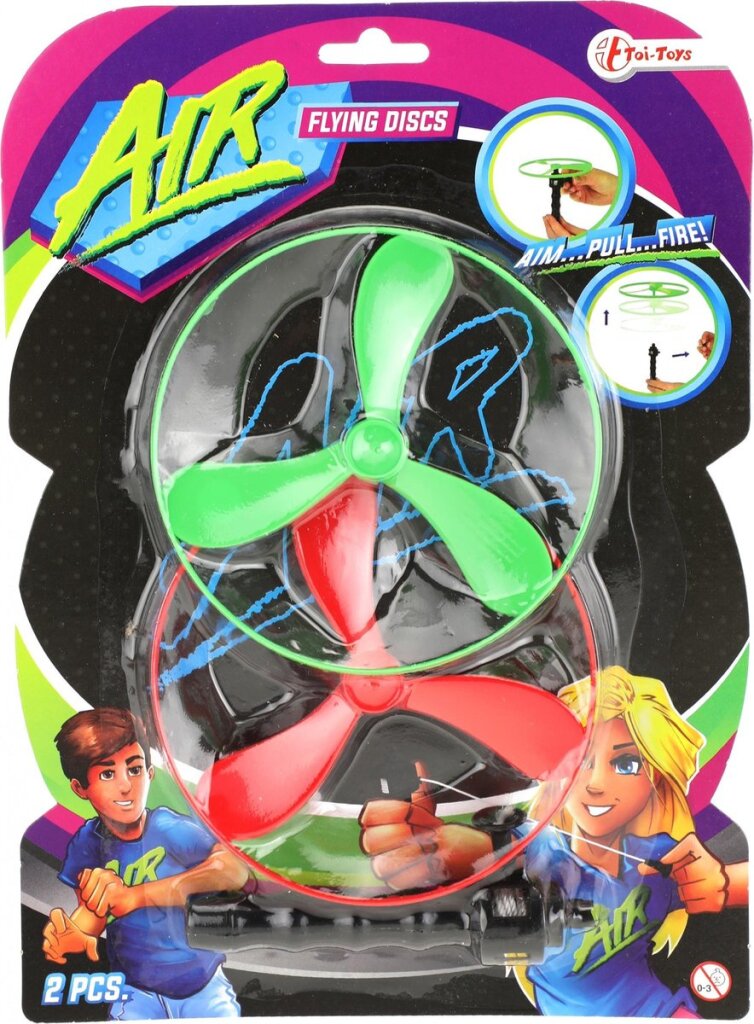 Go play toi-toys flying discs air 12 cm groen rood 3-delig