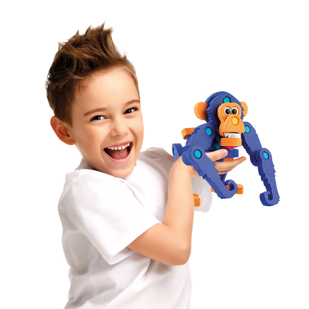 Toi-toys knutselpuzzel aap junior 25,8 cm blauw 59-delig