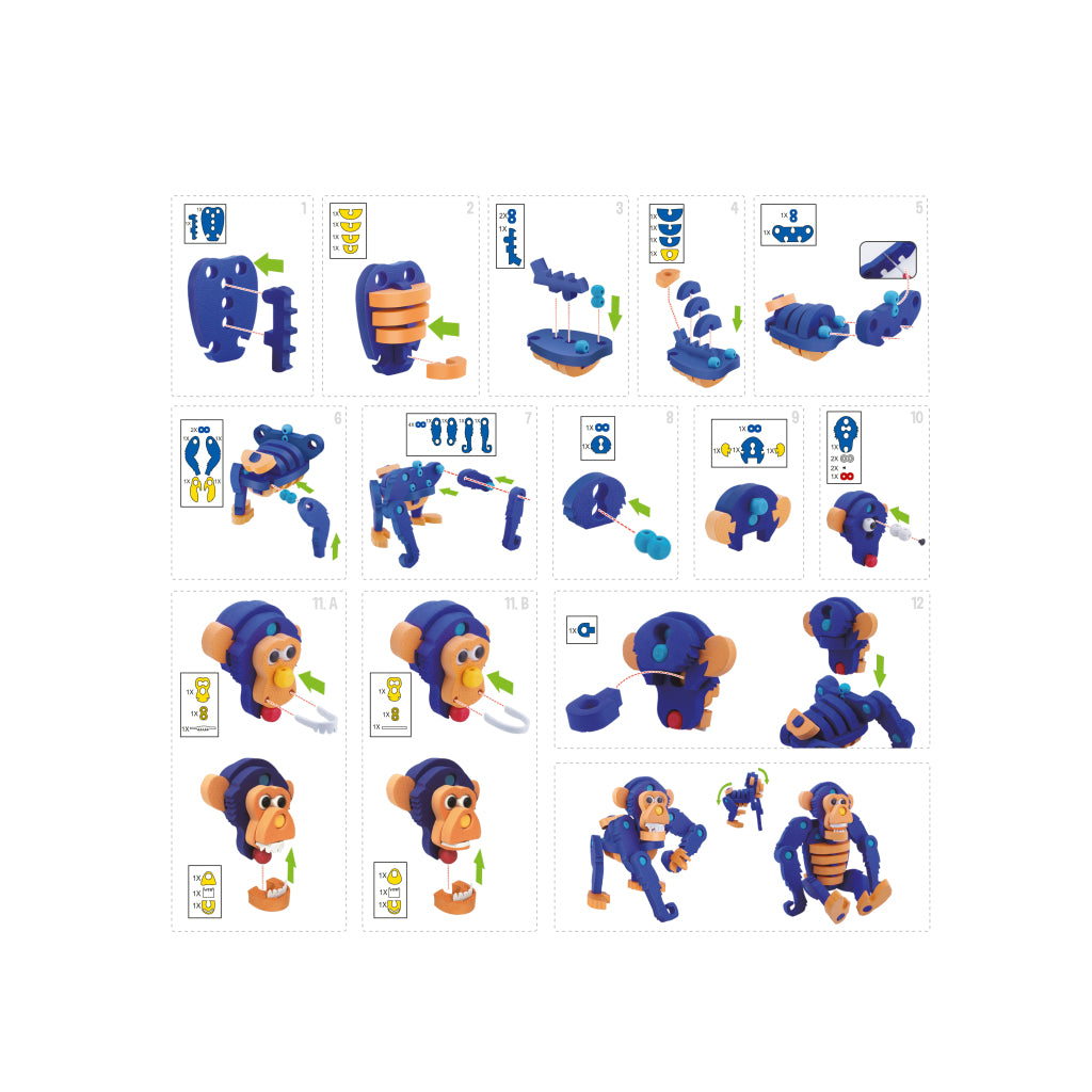 Toi-toys knutselpuzzel aap junior 25,8 cm blauw 59-delig