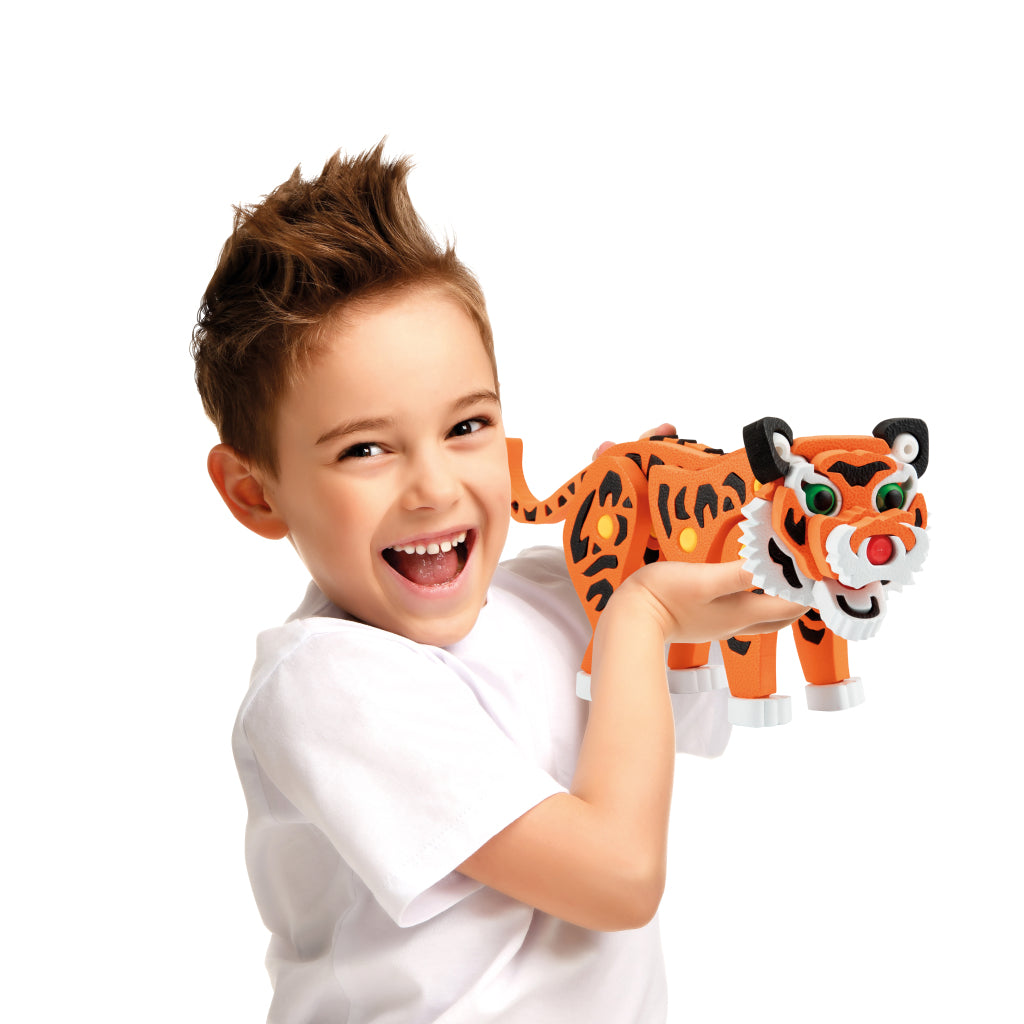 Toi-toys 3d puzzel tijger junior 31,5 cm foam oranje 121-delig