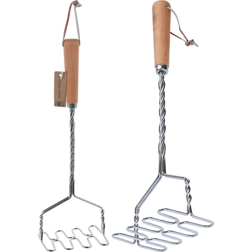 Excellent houseware aardappelstamper 34 cm hout rvs