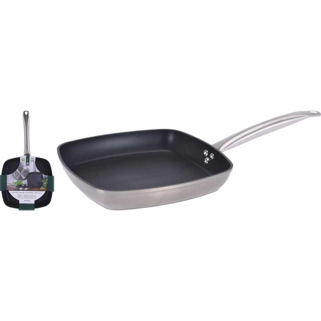 Excellent houseware grillpan 26 cm zilver
