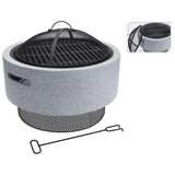 Progarden vuurschaal met barbecuerooster rond 52x18,5 cm lichtgrijs